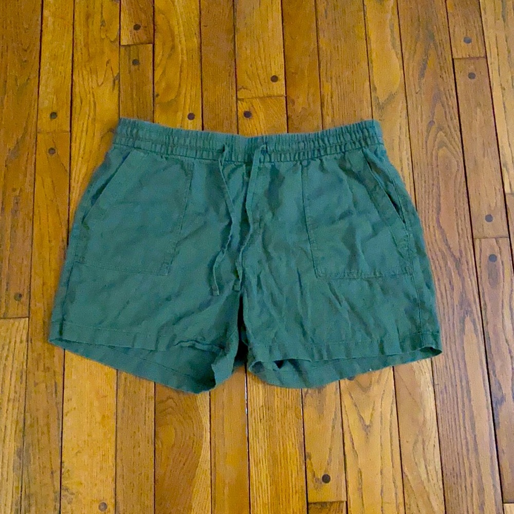 High waist drawstring linen shorts
